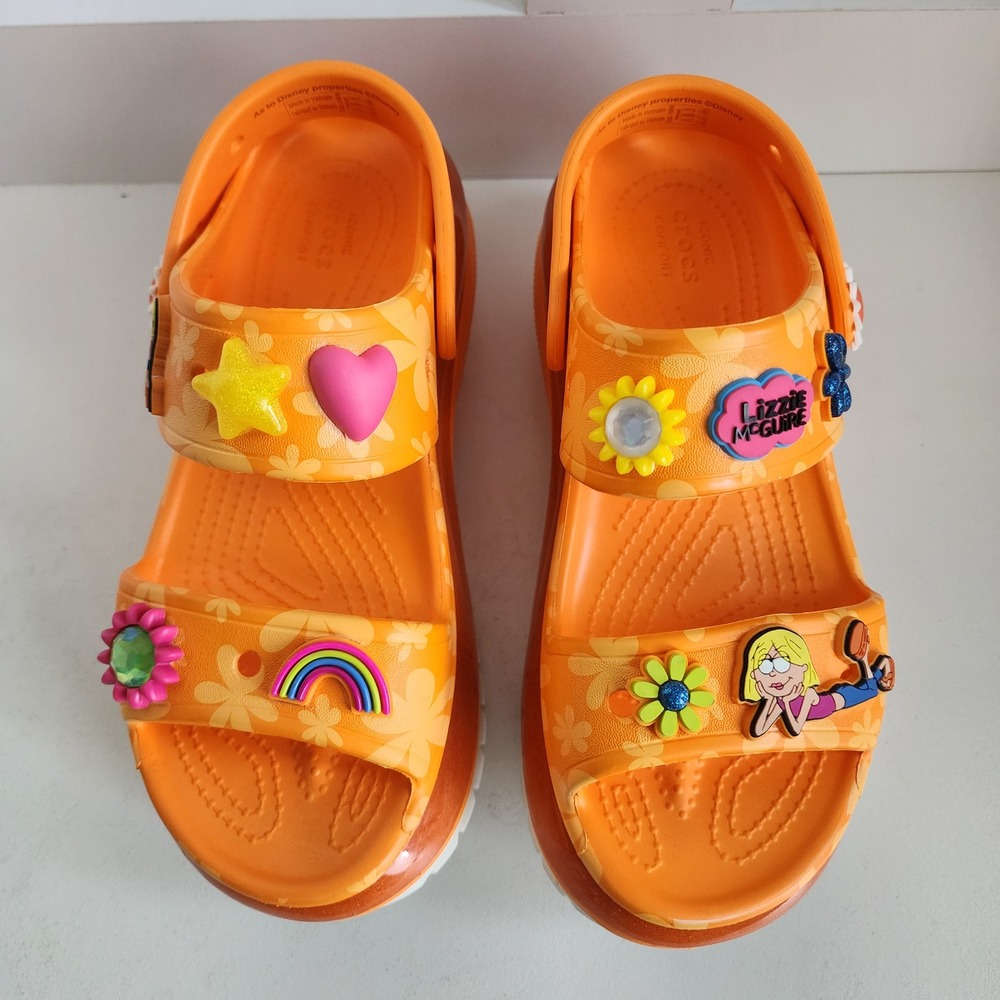 Crocs Disney 2024 Lizzie McGuire Mega Crush Sandals Orange Platform Women 6 RARE - Picture 2 of 11
